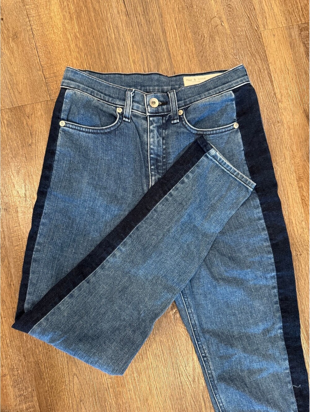 rag & bone Double Indigo Side Stripe Skinny Jeans Size 26